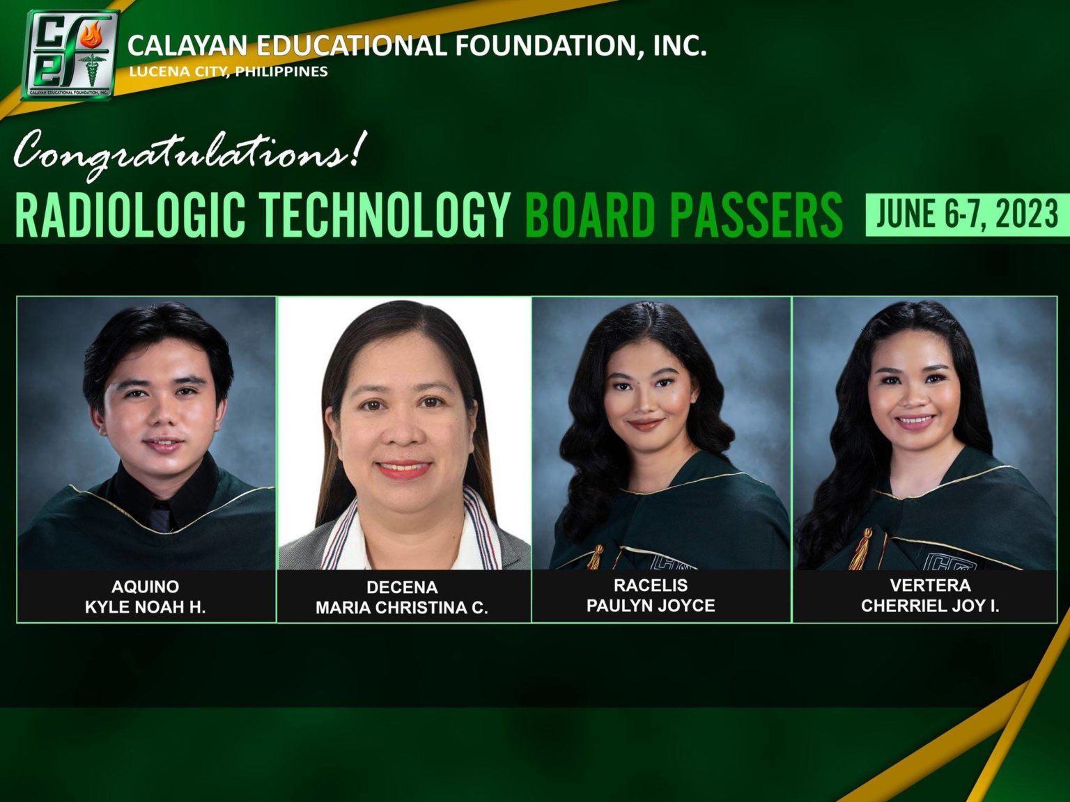 Radiologic Technology Board Passers Calayan Educational Foundation Inc