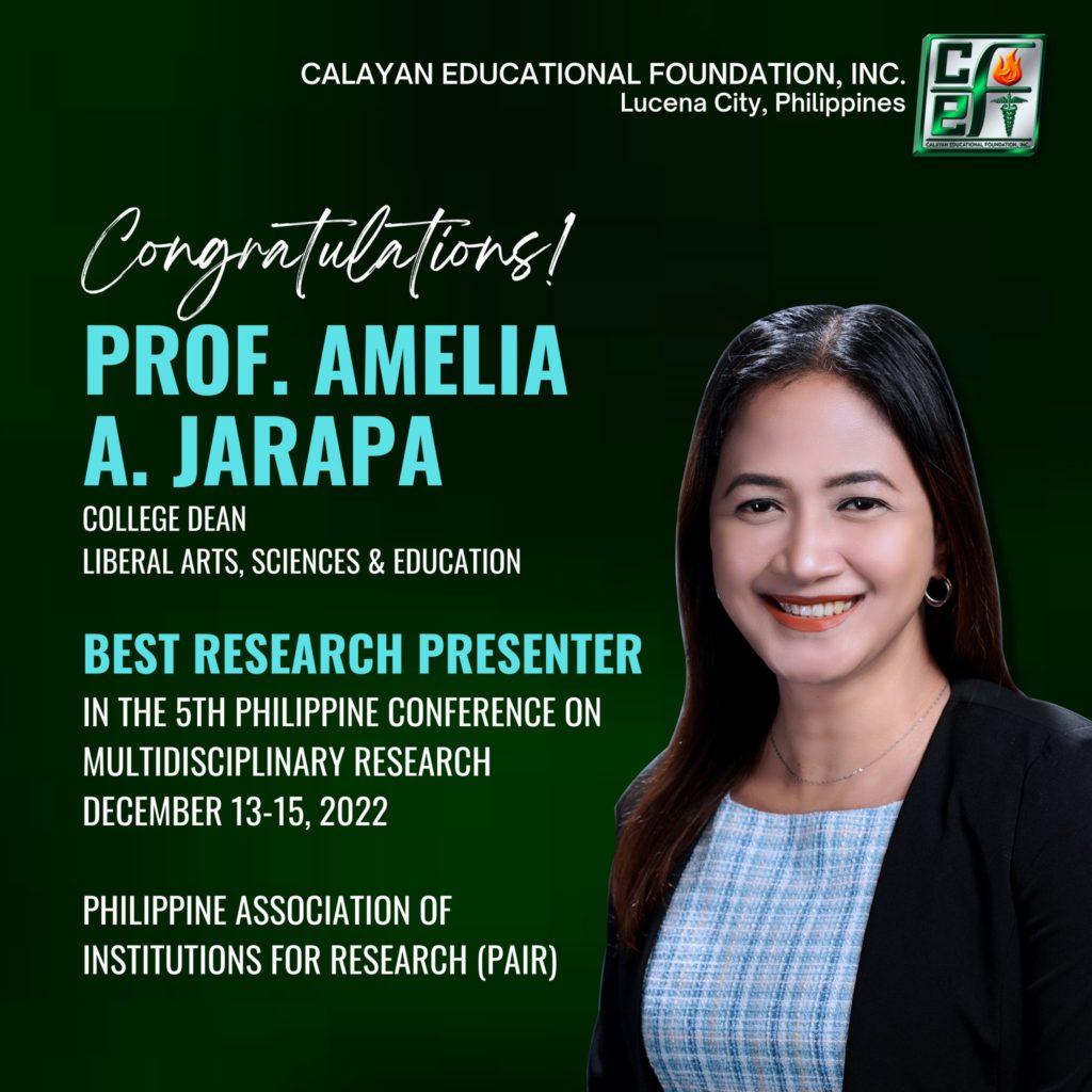 Research Productivity Award – Calayan Educational Foundation Inc.