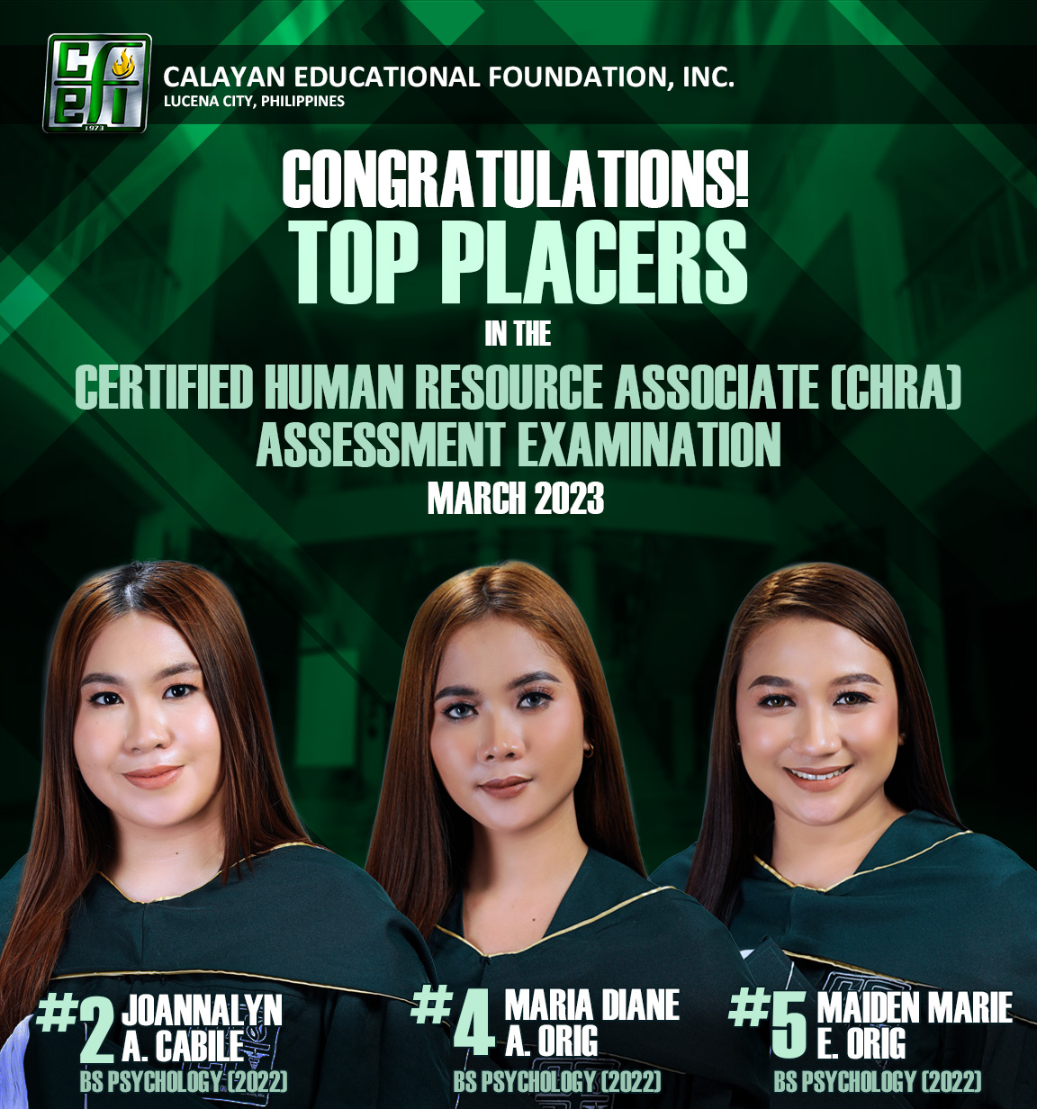 Congrats Joannalyn A Cabile Maria Diane A Orig And Maiden Marie E Orig Calayan 5015